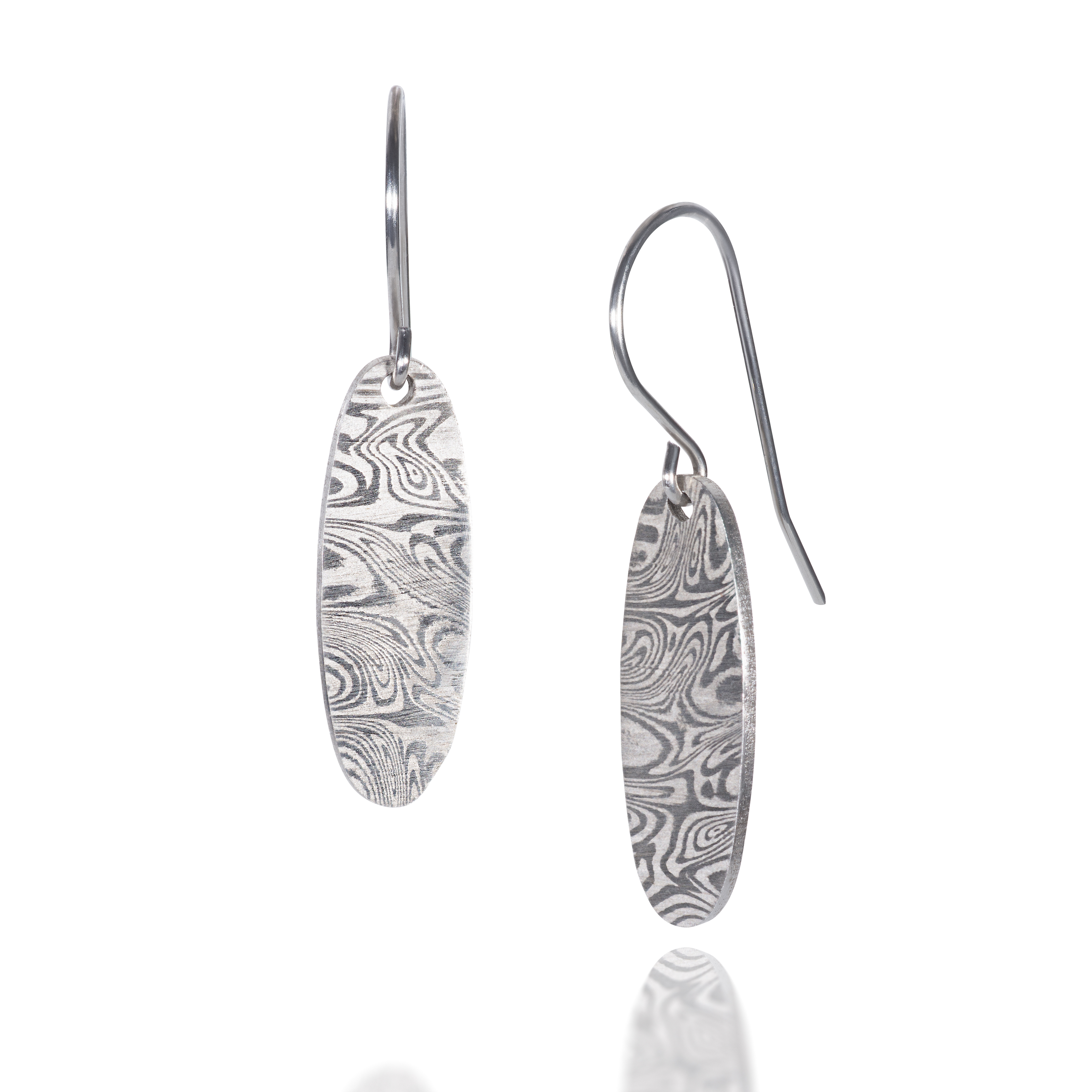 Oval Damascus Earrings | Chris Ploof Designs | Meteorite, Mokume Gane ...